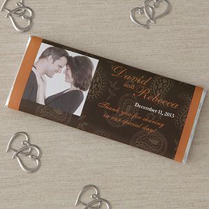 Photo Personalized Wedding Favors Candy Bar Wrappers   Paisley