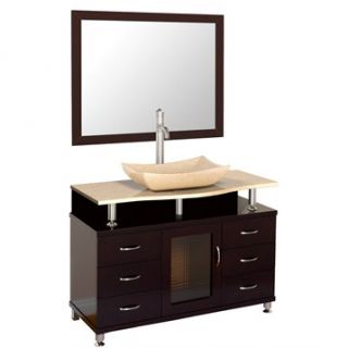 Accara 42 Bathroom Vanity with Drawers   Espresso w/ Ivory Marble Counter