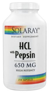 Solaray   HCL With Pepsin High Potency 650 mg.   250 Capsules