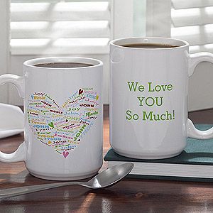 Personalized Large Coffee Mugs for Mom   Heart of Love