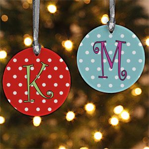 Personalized Christmas Ornament   Polka Dots