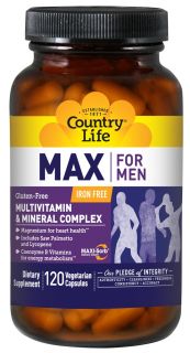 Country Life   Maxi Sorb Max For Men Multivitamin & Mineral Iron Free   120 Vegetarian Capsules