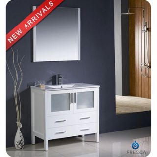 Fresca Torino 36 White Modern Bathroom Vanity with Integrated Sink
