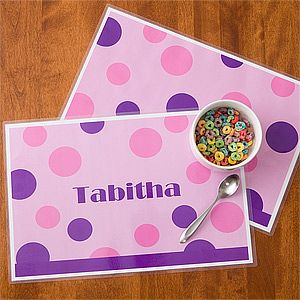 Personalized Placemats for Girls   Polka Dots
