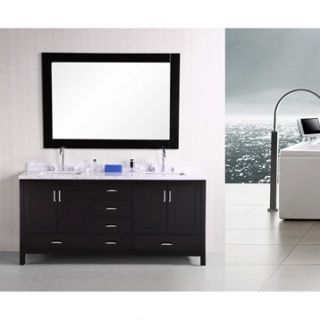Design Element London 72 Double Vanity with Bottom Drawers   Espresso