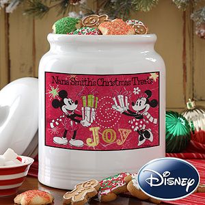Personalized Disney Christmas Cookie Jar   Mickey Mouse & Minnie Mouse