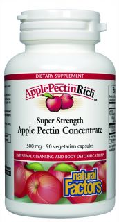 Natural Factors   Apple Pectin Rich Super Strength Apple Pectin Concentrate 500 mg.   90 Vegetarian Capsules
