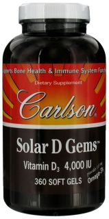 Carlson Labs   Solar D Gems Vitamin D3 4000 IU   360 Softgels LUCKY PRICE