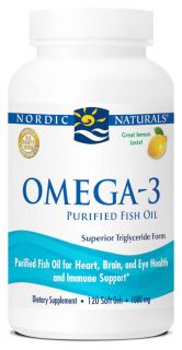 Nordic Naturals   Omega 3 Formula Purified Fish Oil Lemon 1000 mg.   120 Softgels