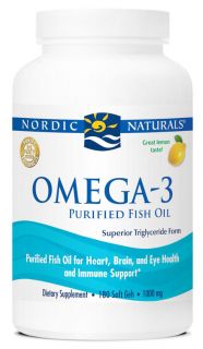 Nordic Naturals   Omega 3 Purified Fish Oil Lemon 1000 mg.   180 Softgels