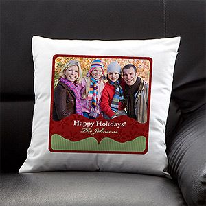 Personalized Christmas Photo Throw Pillow   Classic Holiday
