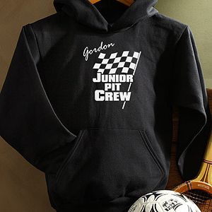 Car Racing Checkered Flag Personalized Kids Car Racing Pit Crew Sweatshirt