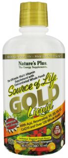 Natures Plus   Source Of Life Gold Liquid Ultimate Multi Vitamin Delicious Tropical Fruit Flavor   30 oz.