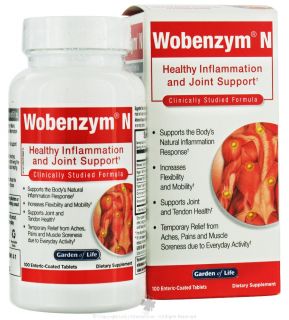 Garden of Life   Wobenzym N Healthy Inflammation and Joint Support   100 Enteric Coated Tablets Formerly distributed by Mucos