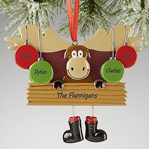 Personalized Christmas Ornaments   Moose   4 Names