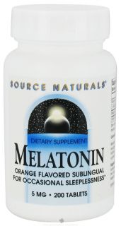 Source Naturals   Melatonin Sublingual Orange 5 mg.   200 Tablets