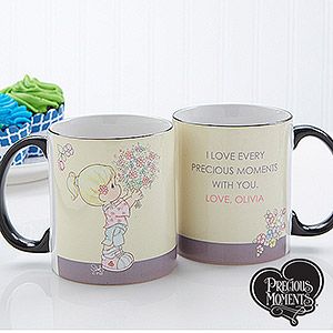Personalized Precious Moments Coffee Mugs for Mom   Flower Bouquet   Black Hand