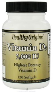 Healthy Origins   Vitamin D3 5000 IU   120 Softgels