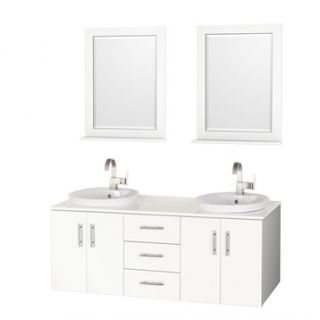 Arrano 55 Double Bathroom Vanity   White with Semi Recessed Sinks
