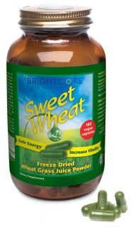 Brightcore Nutrition   Sweet Wheat Organic Wheat Grass Juice Powder   180 Vegetarian Capsules