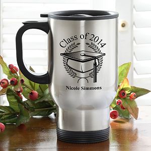 Personalized Travel Coffee Mugs   Graduation Cap Design