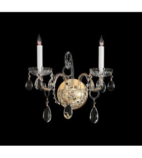 Traditional Crystal 2 Light Wall Sconces in Polished Brass 1122 PB CL MWP