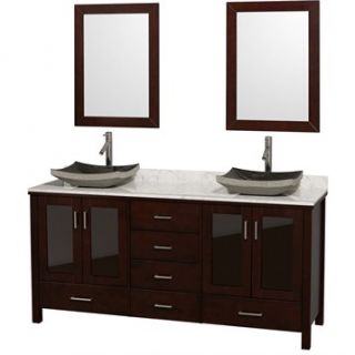 Lucy 72 Double Bathroom Vanity Set with Vessel Sinks by Wyndham Collection   Es