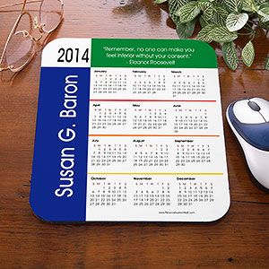 Personalized Calendar Primary Colors Border Mouse Pad with Custom Quote