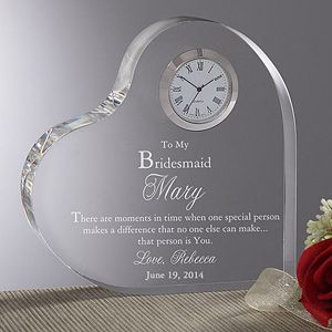 Personalized Bridesmaids Gifts   Engraved Heart Clock