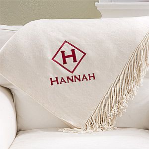 Personalized Throw Blankets   Monogram Elegance   Ivory