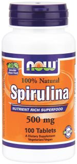 NOW Foods   Spirulina 100% Natural 500 mg.   100 Tablets