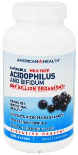 American Health   Acidophilus Chewable With Bifidus Natural Blueberry Flavor   100 Wafers