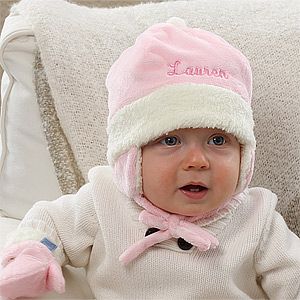 Personalized Winter Baby Hats for Girls   Pink