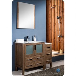 Fresca Torino 42 Walnut Brown Modern Bathroom Vanity with Side Cabinet & Integr