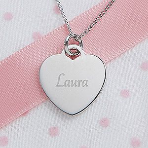 Personalized Sterling Silver Heart Necklace