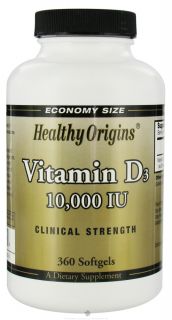 Healthy Origins   Vitamin D3 10000 IU   360 Softgels