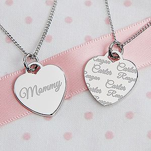 Engraved Heart Necklace   Love By Mom