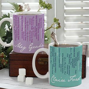 Personalized Coffee Mugs for Her   Cascading Names
