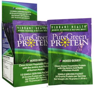 Vibrant Health   Pure Green Protein Powder Single Serving Packet Mixed Berry   1.01 oz.