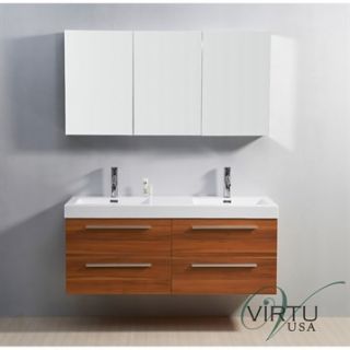 Virtu USA 54 Finley Double Sink Bathroom Vanity with Polymarble Countertop   Pl