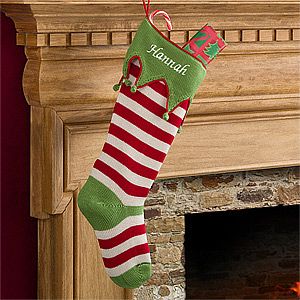 Personalized Christmas Stockings   Knit Red Stripes