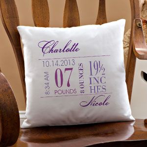 Personalized Baby Birth Pillows for Girls