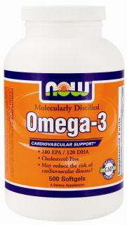 NOW Foods   Omega 3 Molecularly Distilled Fish Oil   500 Softgels