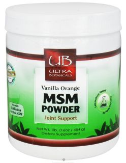 Ultra Botanicals   MSM Powder Joint Support Vanilla Orange   1 lb.