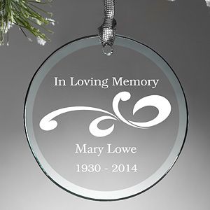 Personalized Glass Memorial Christmas Ornament   Loving Memory