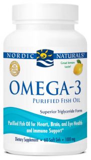 Nordic Naturals   Omega 3 Formula Purified Fish Oil Lemon 1000 mg.   60 Softgels