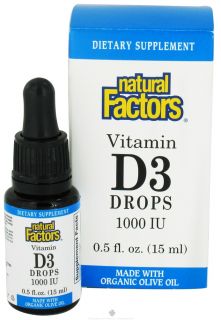 Natural Factors   Vitamin D3 Drops 1000 IU   0.5 oz.