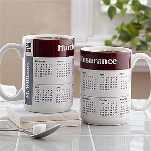 Large Personalized Coffee Mugs with Calendar