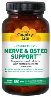 Country Life   Target Mins Nerve and Osteo Support   180 Vegetarian Tablets