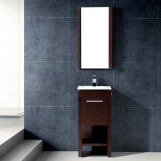 Vigo 16 inch Aristo Single Bathroom Vanity with Mirror   Wenge